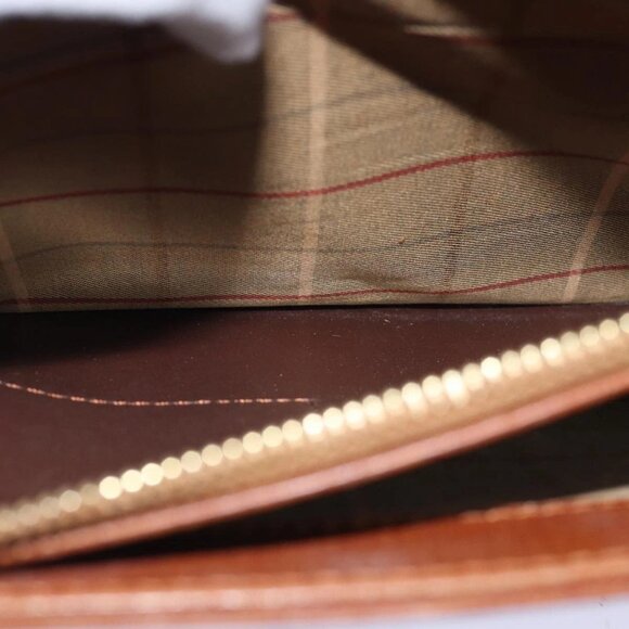 Burberrys Clutch Bag Leather Brown Auth - Picture 13 of 16